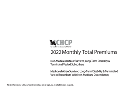 2022 Monthly Subsriber Premiums — Non-Medicare Retiree, Survivor, Long-Term Disability and Terminated Vested